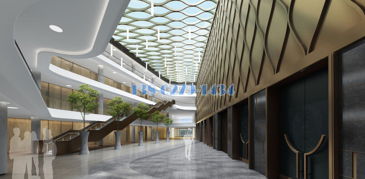 電梯口弧形方管和鋁單板組合墻面板