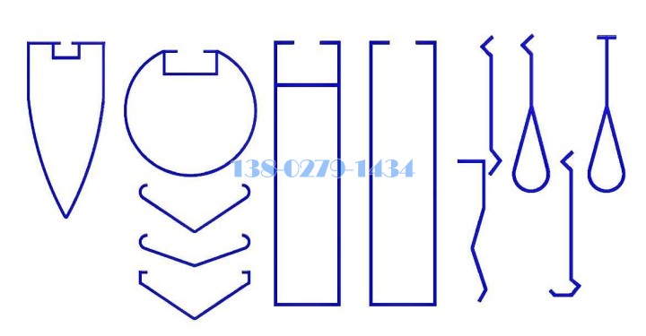 各式铝垂片横截面图
