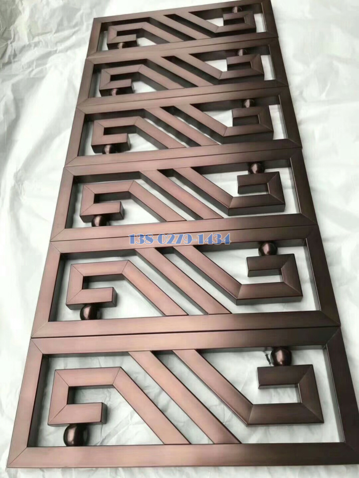 电镀红铜色S形铝合金屏风 电镀红铜色S形铝合金屏风