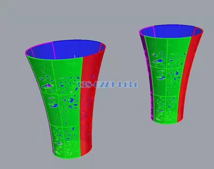 喇叭形双曲镂空铝单板包柱3D建模