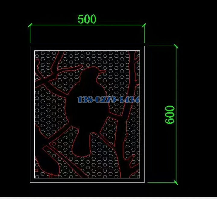 喜鹊图案冲孔拼花铝单板设计图