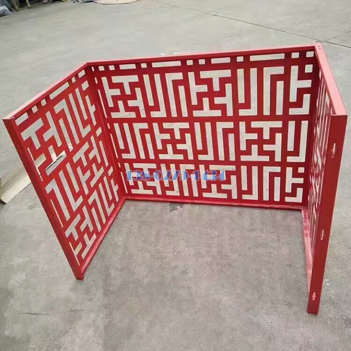 中式古风红色氟碳烤漆铝空调罩 中式古风红色氟碳烤漆铝空调罩