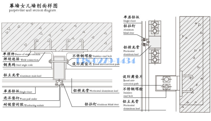 鋁單板女兒墻安裝節(jié)點