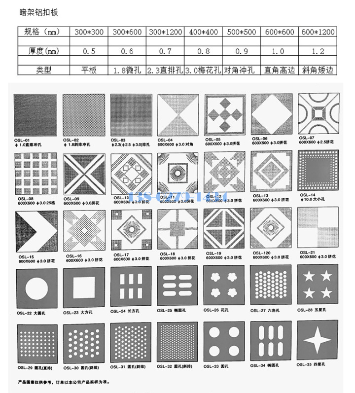 工程铝扣板冲孔图