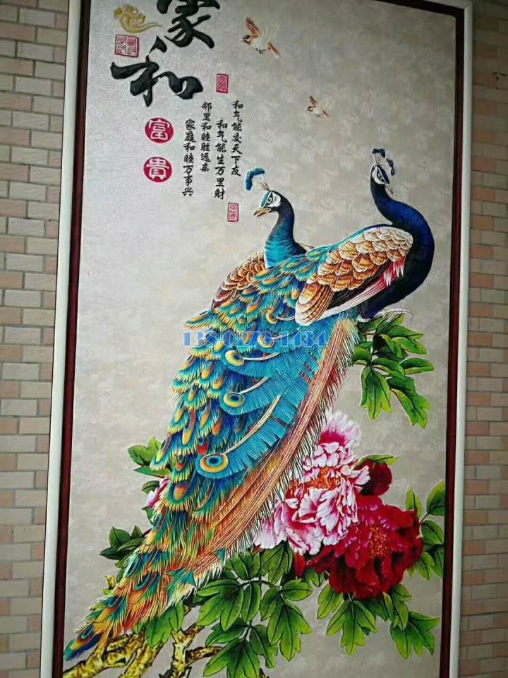 激光喷绘铝单板孔雀画