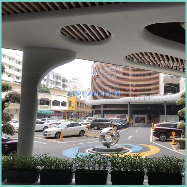 喇叭形双曲铝单板包柱安装实物图 喇叭形双曲铝单板包柱安装实物图