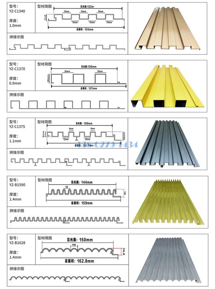鋁波浪板規(guī)格表