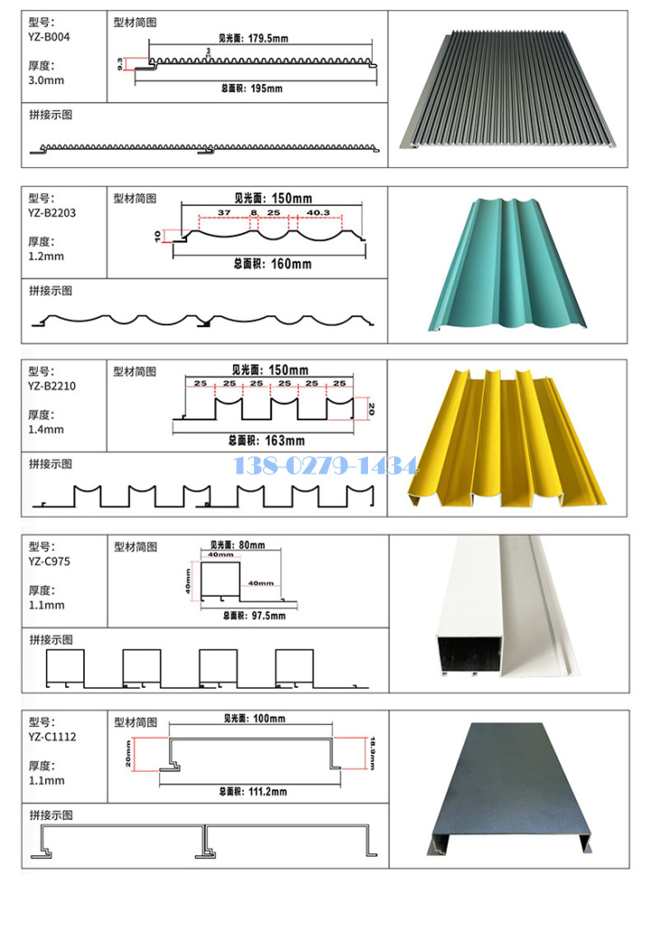 鋁波浪板規(guī)格表