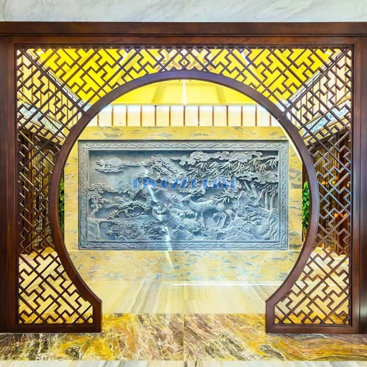 木纹色铝合金月亮门洞 木纹色铝合金月亮门洞