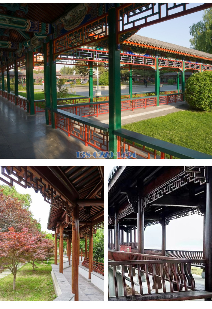 中式古建筑铝窗花连廊 中式古建筑铝窗花连廊