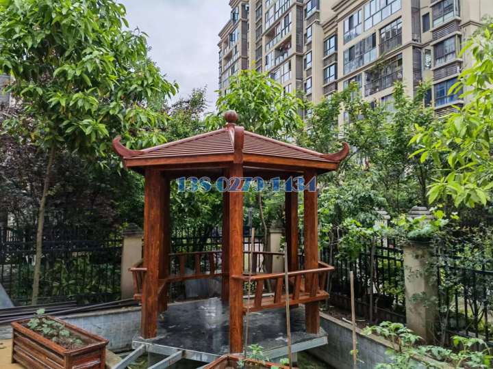 仿古木纹色铝合金凉亭 仿古木纹色铝合金凉亭
