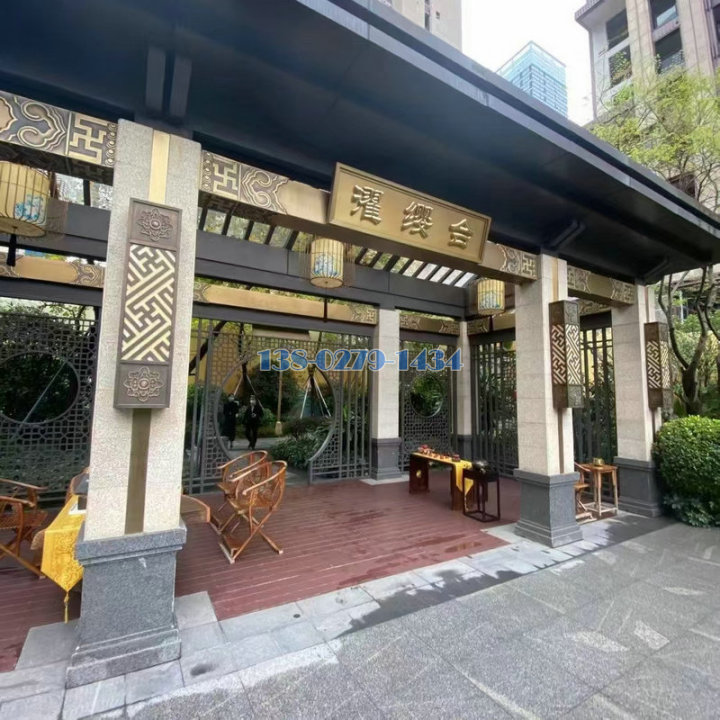 仿古金色宝光殿铝合金凉亭内饰 仿古金色宝光殿铝合金凉亭内饰