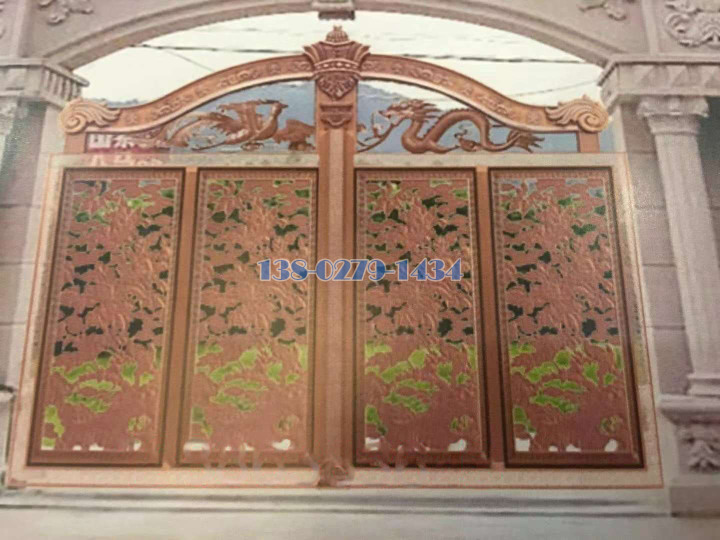 红铜色仿古浮雕不锈钢大门 红铜色仿古浮雕不锈钢大门
