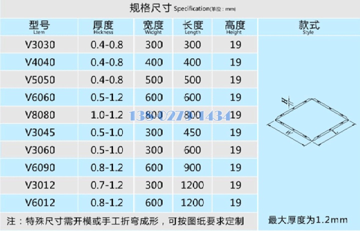 铝扣板规格标准