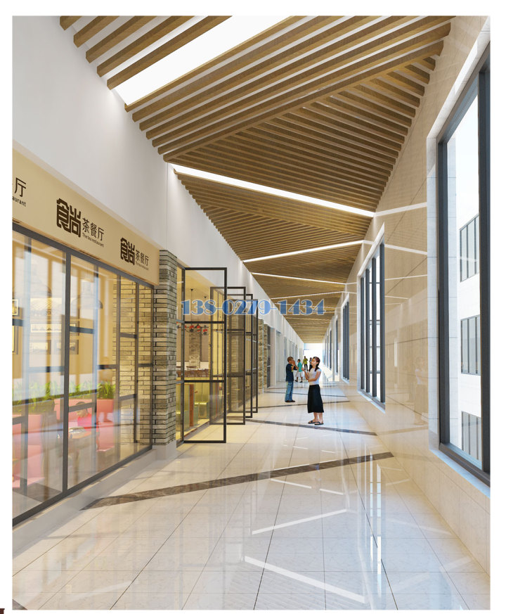 餐廳過道安裝鋁方通吊頂