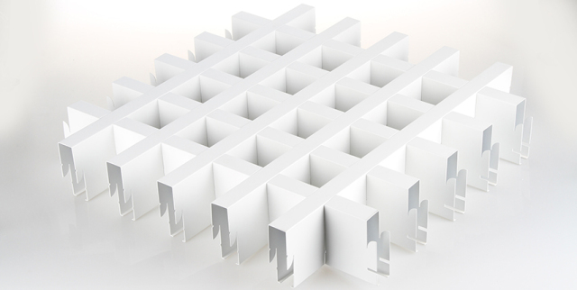 白色宽底铝格栅整体效果