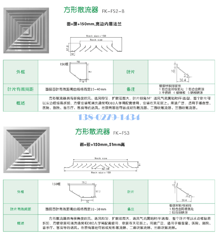 方形散流器