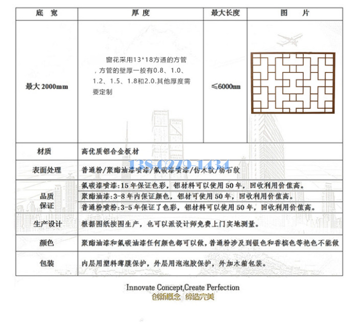 鋁合金窗花規(guī)格尺寸