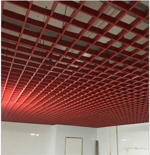 火红色铝格栅吊顶