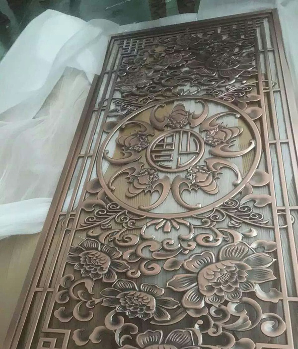 红古铜铝板雕刻屏风