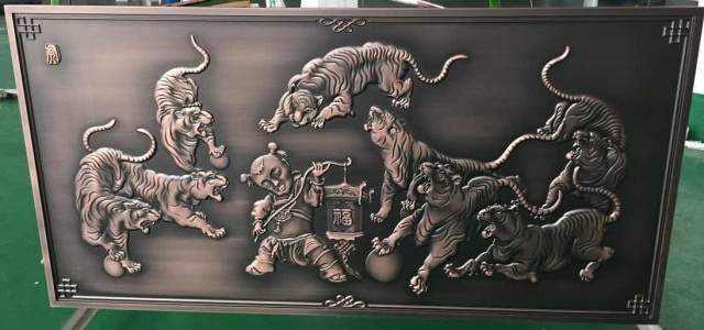 福字浮雕镀铜铝单板