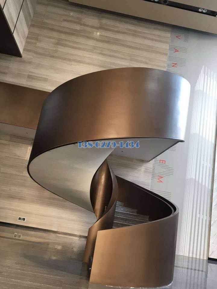 古铜色旋转楼梯包覆铝单板 古铜色旋转楼梯包覆铝单板