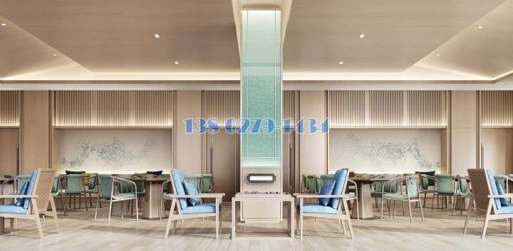 餐廳墻面木紋鋁單板和鋁格柵